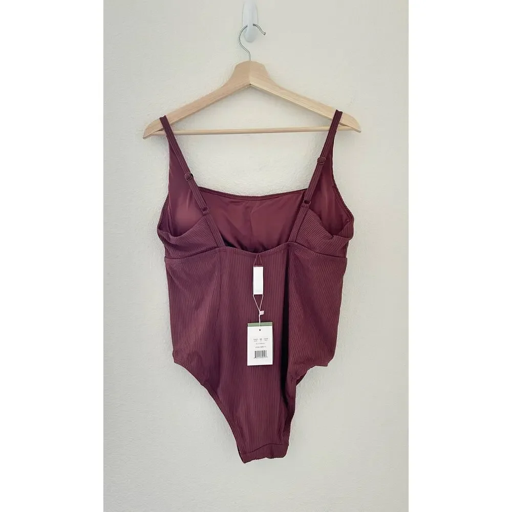 Andie Swim Havana Ribbed One Piece Swimsuit in Wild Ginger 2X NWT